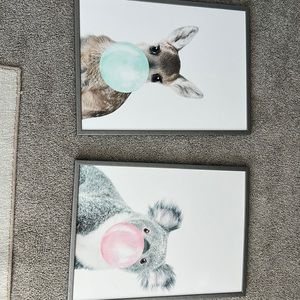 Beautiful professionally framed kids room decor. 22.5x 16.5 each.